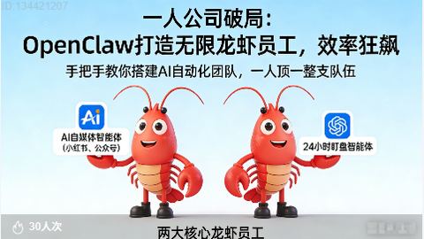 一人公司破局：OpenClaw 打造无限龙虾员工，效率狂飙-精品副业库