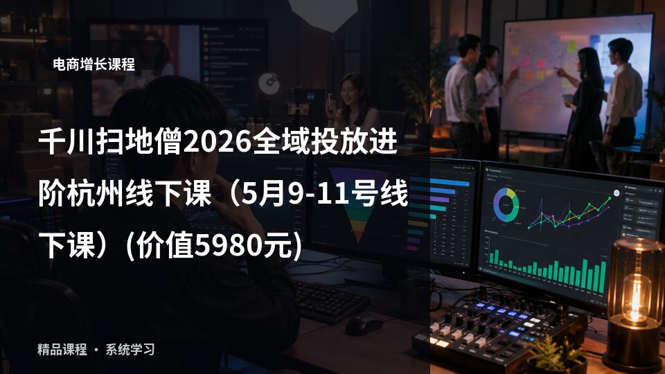 千川扫地僧2026全域投放进阶杭州线下课(5月9-11号线下课)(价值5980元)-精品副业库