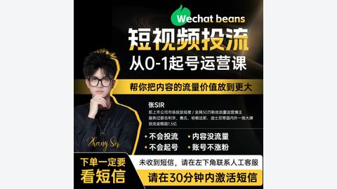 张sir·视频号起号视频投放运营课-精品副业库