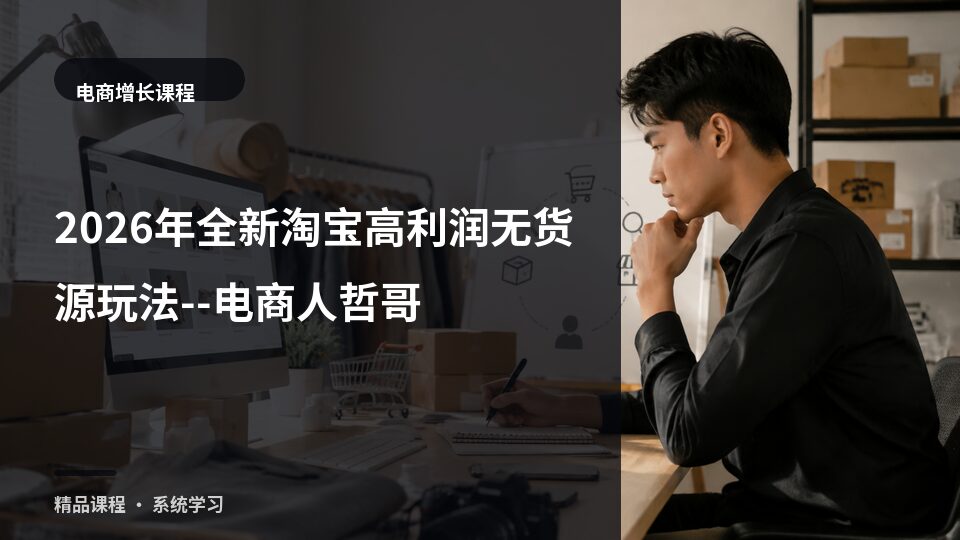 2026年全新淘宝高利润无货源玩法--电商人哲哥-精品副业库