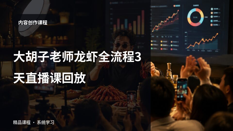 大胡子老师龙虾全流程3天直播课回放-精品副业库