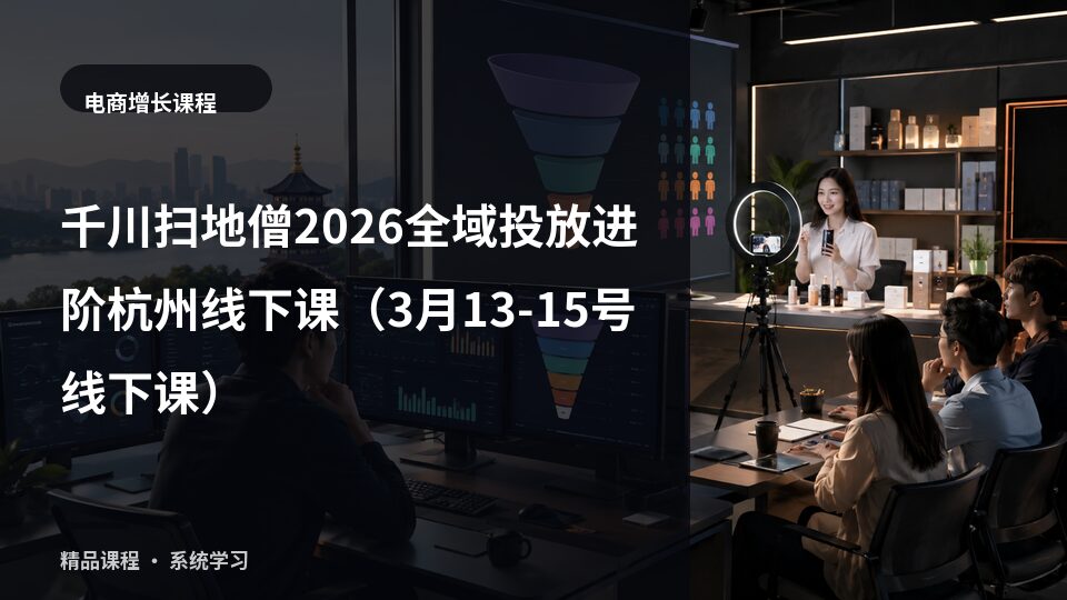 千川扫地僧2026全域投放进阶杭州线下课(3月13-15号线下课)-精品副业库