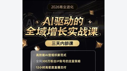 安先生AI驱动的全域增长实战课260312-260314-精品副业库
