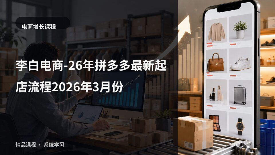 李白电商-26年拼多多最新起店流程2026年3月份-精品副业库